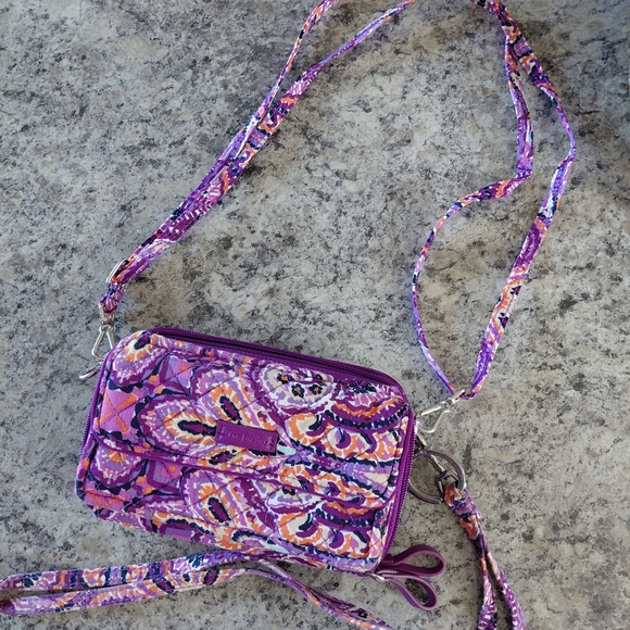 Vera Bradley Purple and Pink Patterned Crossbody Bag - Picture 1 of 5
